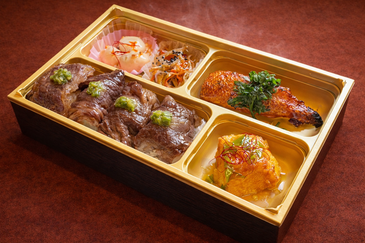 小倉牛握り御膳（鮭ハラス明太漬）